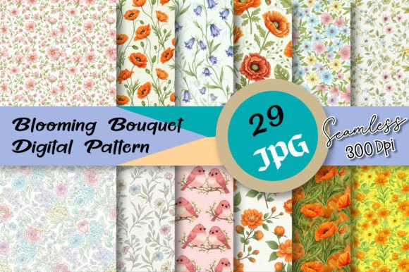 Blooming Bouquet Seamless Digital Patterns