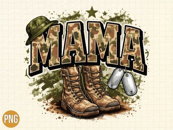 Camo Army Veteran Military Mama PNG
