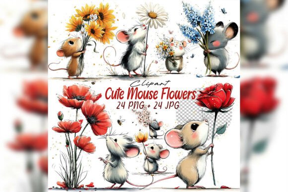 Evaluating the Whimsical Mouse Flower Clipart Set for Creative Projects