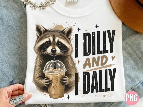 Funny Raccoon Iced Coffee Dilly Dally PNG
