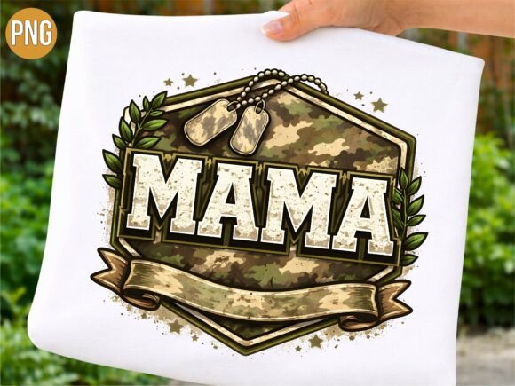 Military Mama Camo Dog Tag Shield PNG
