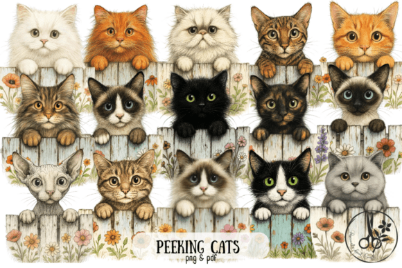 Peeking Cats PNG & PDF Clipart Guide