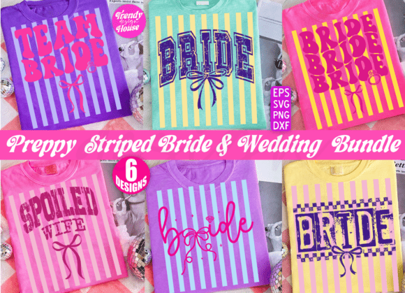 Preppy Striped Bride PNG Bundle for Weddings