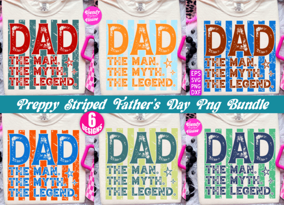 Preppy Striped Father’s Day PNG Bundle