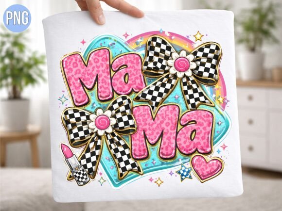 Retro Groovy Mama Mayhem Checker PNG: Elevate Your Creative Projects with High-Quality Digital Design