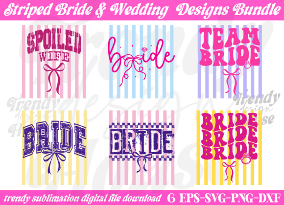 Trendy Striped Bride Design Bundle