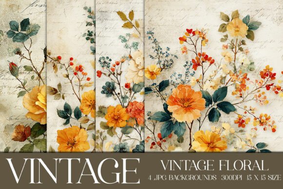 Vintage Floral Backgrounds, S6: A Creative Resource for Digital and Print Crafts