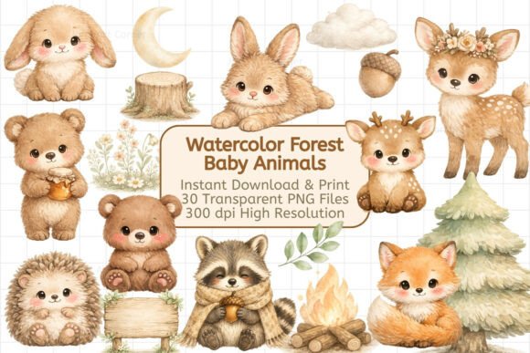 Watercolor Forest Baby Animals: Bringing Whimsical Charm to Your Creative Projects