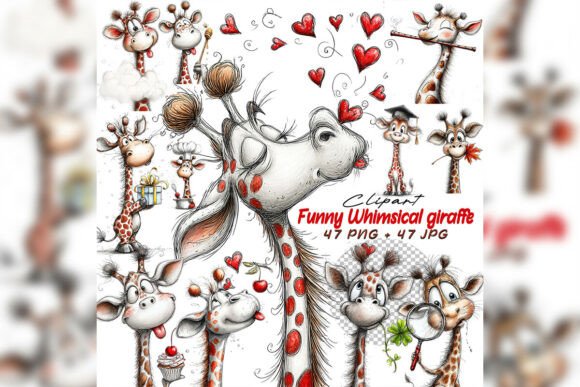 Whimsical Giraffe Clipart Set for Creative Projects